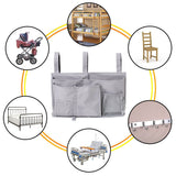 Bedside Caddy, Hanging Storage Bag Holder Beside Organizer with Pockets for Bunk Dorm Rooms and Hospital Bed Rails, Grey