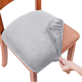 5pc Stretch Fitted Dining Room Upholstered Chair Seat Cushion Cover, Removable Washable Furniture Protector Slipcovers with Ties