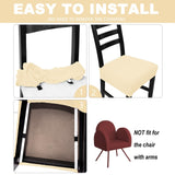 2pc Waterproof Seat Covers Set of 2, Dining Room Seat Covers, Stretch Chair Slipcover for Chairs with No Arms, Beige