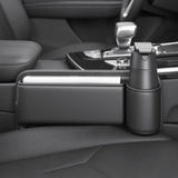 Car Leather Cup Holder Gap Bag - Seat Gap Storage Box with Cup Holder for Phones, Glasses, Keys, Cards - Leather