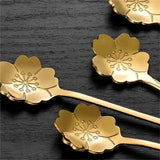 4 Pieces Flower Spoon Coffee Teaspoon 7 Inch Stainless Steel Long Handle Spoon Stir Bar Spoon Stirring Spoon
