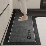 L Shaped Kitchen Rug Corner Mat Non Slip Memory Foam Machine Washable Absorbent Microfiber Rug for Floor For Cooking Station Khaki 47x30 Inch