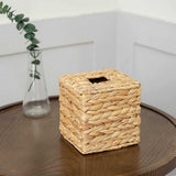 Straw Woven Tissue Box Grass Water Hyacinth Removable Napkin Holder Natural Material Decorative for Living Room Kitchen Dining Area Tabletop Tissue Storage Basket Easy to Clean Refillable