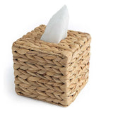 Straw Woven Tissue Box Grass Water Hyacinth Removable Napkin Holder Natural Material Decorative for Living Room Kitchen Dining Area Tabletop Tissue Storage Basket Easy to Clean Refillable