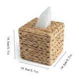 Straw Woven Tissue Box Grass Water Hyacinth Removable Napkin Holder Natural Material Decorative for Living Room Kitchen Dining Area Tabletop Tissue Storage Basket Easy to Clean Refillable