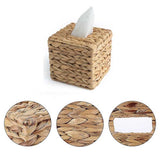 Straw Woven Tissue Box Grass Water Hyacinth Removable Napkin Holder Natural Material Decorative for Living Room Kitchen Dining Area Tabletop Tissue Storage Basket Easy to Clean Refillable