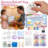 DIY Squishies Making Kit, Complete Stress Relief Toy Mold Set with Liquid Silicone, Hamster & Cat Paw Animal Squeeze Toy DIY Supplies,  Toy Craft Kit, Family Activities Birthday Gift