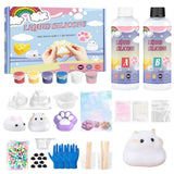 DIY Squishies Making Kit, Complete Stress Relief Toy Mold Set with Liquid Silicone, Hamster & Cat Paw Animal Squeeze Toy DIY Supplies,  Toy Craft Kit, Family Activities Birthday Gift