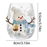 Christmas Stemless Wine Glasses, Dishwasher Safe Set Of Wine Glasses, Perfect for Cocktails, Water, and Outdoor Glassware,Decorative Christmas Tumblers for Family Dinners & Home Kitchen Decor,C