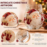 Christmas Stemless Wine Glasses, Dishwasher Safe Set Of Wine Glasses, Perfect for Cocktails, Water, and Outdoor Glassware,Decorative Christmas Tumblers for Family Dinners & Home Kitchen Decor,C