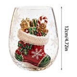 Christmas Stocking Embossed Glass Tumbler Festive Holiday Novelty Drinkware For Hot Cocoa Coffee Winter Beverages Home Table Decor And Seasonal Gift Giving