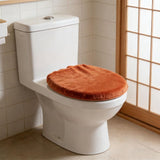 2Pcs Machine Washable Toilet Lid Cover Coffee Color Soft Plush Bathroom Protector