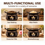 Cedar and Zen Herb Burner,Ceramic Aromatherapy Stove Essential Oil Burner,Cedar and Zen Incense B-urner Kit for Home Office, Tea Light Candle Holders Teapot Warmer for Meditation,Relaxation