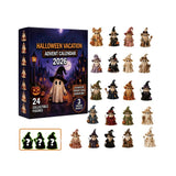 Halloween Vacation 24‑Piece 2D Flat Acrylic Advent Countdown Blind Box, 21 Regular & 3 Hidden Rare Ghost Pendant Ornaments, Halloween Surprise Gift Set