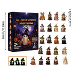 Halloween Vacation 24‑Piece 2D Flat Acrylic Advent Countdown Blind Box, 21 Regular & 3 Hidden Rare Ghost Pendant Ornaments, Halloween Surprise Gift Set
