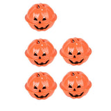 5Pcs Halloween Pumpkin Jingle Bells, 40mm Orange Jack-O-Lantern Metal Bells with Hanging Ring, Painted Iron Craft Bells for Pet Collar DIY Halloween Decor Party Favors