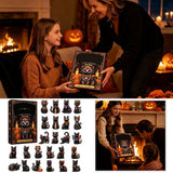 Black Cats 24‑Day Advent Calendar 2026, 24Pcs 2D Acrylic Cat Figurines with Numbered Display Base, Day of the Dead Halloween Countdown Desktop Decor