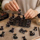 Black Cats 24‑Day Advent Calendar 2026, 24Pcs 2D Acrylic Cat Figurines with Numbered Display Base, Day of the Dead Halloween Countdown Desktop Decor