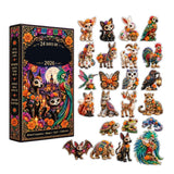 24 Day Countdown Calendar, 2D Acrylic Advent Blind Box with Surprise Compartments,   Pets and Spirit Animals Holiday Decor