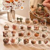 Fall Quilt Advent Calendar, 2D Acrylic Patchwork Ornament Set, Autumn Cozy Countdown Gift for Quilting Sewing Lovers