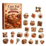 Fall Quilt Advent Calendar, 2D Acrylic Patchwork Ornament Set, Autumn Cozy Countdown Gift for Quilting Sewing Lovers
