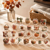 Fall Quilt Advent Calendar, 2D Acrylic Patchwork Ornament Set, Autumn Cozy Countdown Gift for Quilting Sewing Lovers