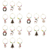 18-Piece Alloy Christmas Wine Glass Set, Festive Party Drink Charms Decoration