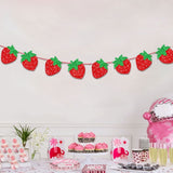Strawberry Fruit Theme Birthday Party Decorations Banner in Red for Kids Celebrations and Festive Events