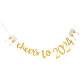 Year Decorations New Years Eve Banner Golden Paper 1 Set
