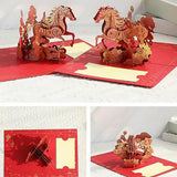 Happy Chinese New Year Cards 2026 Year of The Horse 3D Pop Up Card with Envelope, Festival Greeting Cards Mixed Birthday and Holiday Cards