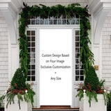 Custom Door Cover Entryway with Adjustable Design for Home and Holiday Festive, Garden Flags for All Seasons with Stand and Banner Frame