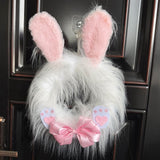 Bunny With Long Ears Hanging Prop For Themed Party White Winter Door for outside Indoor Christmas Winter Door Signs Christmas Real for Kitchen Summer Door