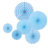 6Pcs Blue Paper Flowers Fan for Party Decoration Reusable Lightweight Design