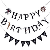 Pirate Theme Pennant Banner 2-Pack Non-Woven Fabric Triangle Flags for Birthday Party Decorations 11.8x6.9x0.9in