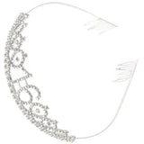 Silver 16th Birthday Crown Rhinestone Crystal Elegant Decorative Accessory
