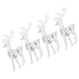 4-Piece Small Clear Acrylic Reindeer Figurine Set, Holiday Christmas Decor for Home, Office, Tabletop Ornament