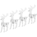 4-Piece Small Clear Acrylic Reindeer Figurine Set, Holiday Christmas Decor for Home, Office, Tabletop Ornament