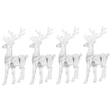 4-Piece Small Clear Acrylic Reindeer Figurine Set, Holiday Christmas Decor for Home, Office, Tabletop Ornament