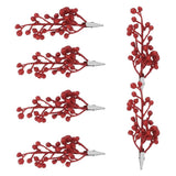 6-Pack Red Glitter Berry Stems for Christmas, Wedding, Holiday, Party Decorations and Festive Seasonal Home Decor