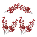 6-Pack Red Glitter Berry Stems for Christmas, Wedding, Holiday, Party Decorations and Festive Seasonal Home Decor
