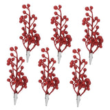 6-Pack Red Glitter Berry Stems for Christmas, Wedding, Holiday, Party Decorations and Festive Seasonal Home Decor