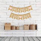 1Set Mom To Be Party Banner Pink Heart Pattern Linen Burlap Bunting Flag Indoor Decoration