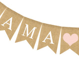 1Set Mom To Be Party Banner Pink Heart Pattern Linen Burlap Bunting Flag Indoor Decoration