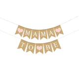 1Set Mom To Be Party Banner Pink Heart Pattern Linen Burlap Bunting Flag Indoor Decoration