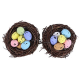 Artificial Bird Nest with Simulation Eggs for Easter Decor 2Pcs