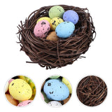 Artificial Bird Nest with Simulation Eggs for Easter Decor 2Pcs