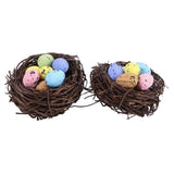 Artificial Bird Nest with Simulation Eggs for Easter Decor 2Pcs