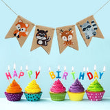 Forest Animal  Pull Flag Banner for Birthday Party Decor
