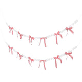 2Pcs Pink Bow Gar Banner with Bowknot and Pompoms for Birthday Wedding Valentines Day Party Decoration