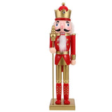 Christmas Soldier Decor: 38cm Tall Wooden Nutcracker Puppet Figure - Classic Red New Year Figurine for Windowsill Festive Table Centerpieces